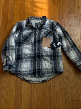 NWT Brooklyn Cloth MFG  CO Sherpa Lined Flannel Shacket Size L (14/16)  Plaid